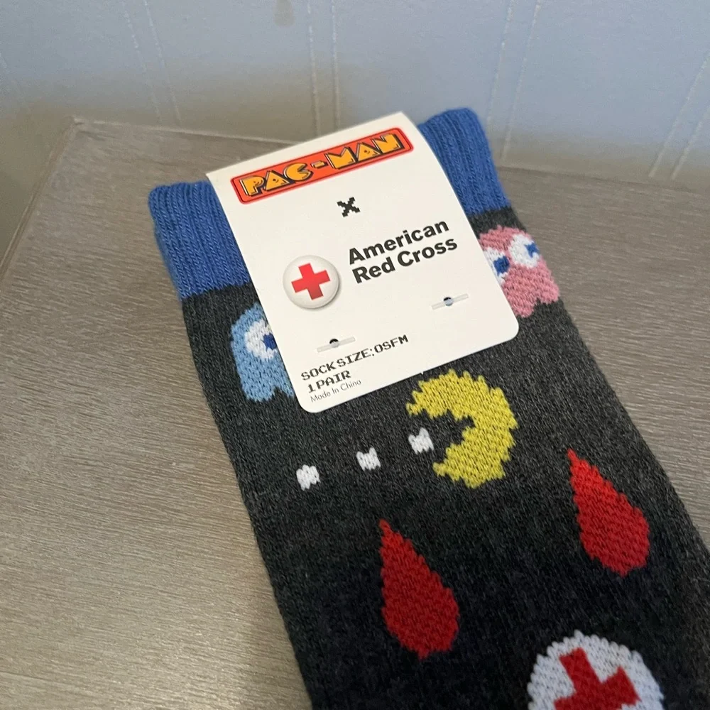American Red Cross Pac Man Sixkes NEW Socks - Picture 2 of 4